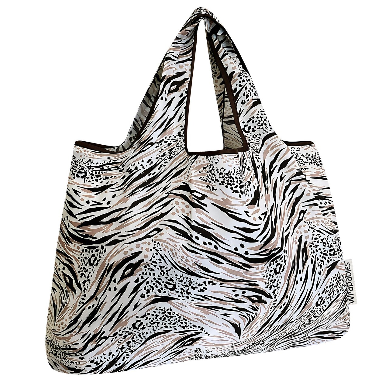 Wrapables Large Foldable Tote Nylon Reusable Grocery Bags, Nature